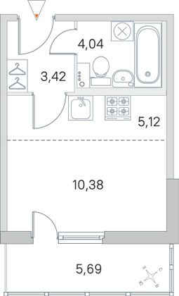 Продажа квартиры-студии 24,7 м², 2/8 этаж