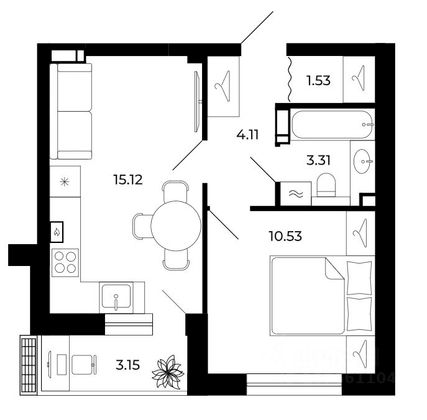 Продажа 1-комнатной квартиры 38 м², 2/10 этаж