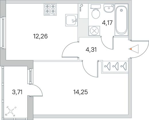 Продажа 1-комнатной квартиры 36,8 м², 7/8 этаж