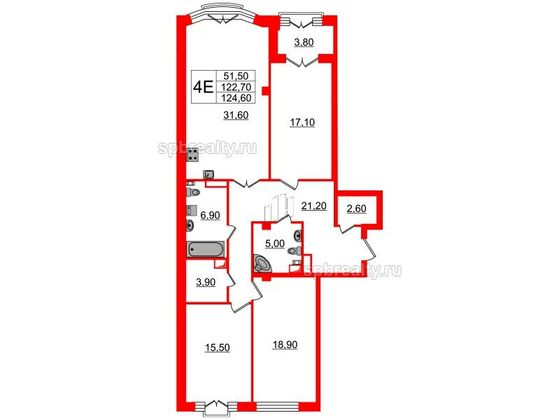 Продажа 3-комнатной квартиры 122,7 м², 5/7 этаж