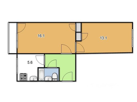 Продажа 2-комнатной квартиры 42 м², 4/5 этаж