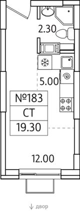 19,3 м², студия, 17/25 этаж