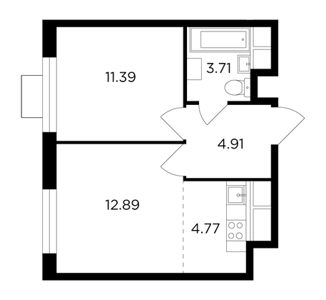 Продажа 2-комнатной квартиры 37,7 м², 4/24 этаж