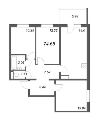 Продажа 4-комнатной квартиры 74,7 м², 3/5 этаж