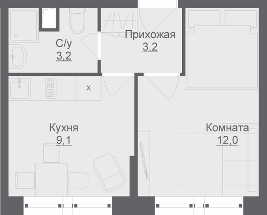 Продажа 1-комнатной квартиры 27,5 м², 2/17 этаж