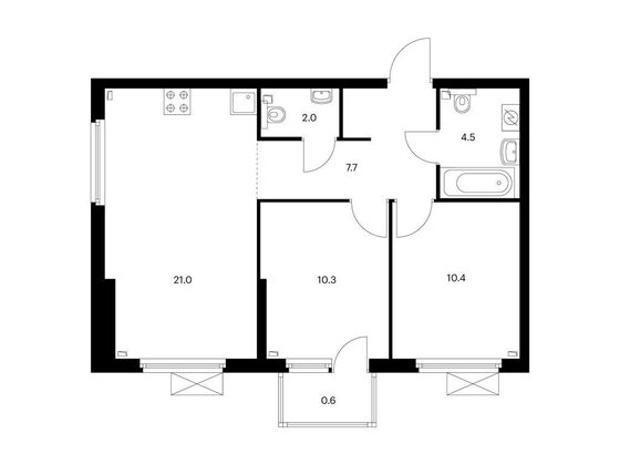 Продажа 2-комнатной квартиры 56,5 м², 6/18 этаж