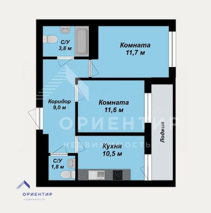 Продажа 2-комнатной квартиры 53,3 м², 21/29 этаж