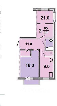 Продажа 2-комнатной квартиры 65 м², 2/5 этаж