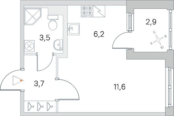 Продажа квартиры-студии 26,5 м², 1/5 этаж