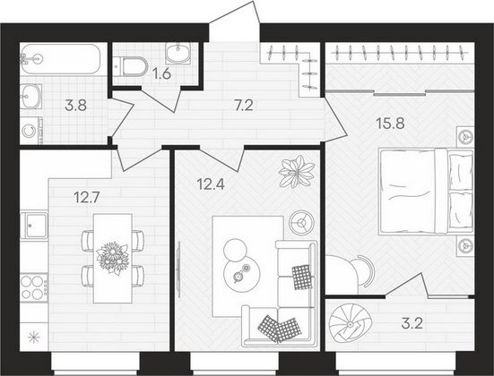 Продажа 2-комнатной квартиры 56,7 м², 9/10 этаж