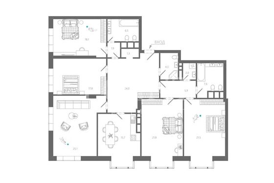 Продажа многокомнатной квартиры 180 м², 16/23 этаж