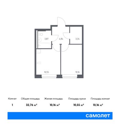 32,8 м², 1-комн. квартира, 1/12 этаж