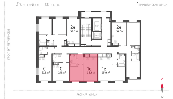 35,9 м², 1-комн. квартира, 4/10 этаж