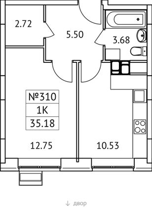 35,2 м², 1-комн. квартира, 4/17 этаж