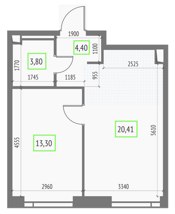 Продажа 1-комнатной квартиры 41,9 м², 14/57 этаж