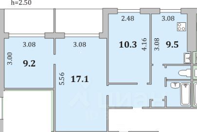 Продажа 3-комнатной квартиры 53 м², 3/9 этаж