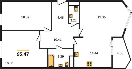 Продажа 3-комнатной квартиры 95,5 м², 11/12 этаж