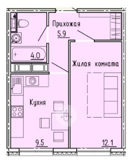 Продажа 1-комнатной квартиры 31,5 м², 10/18 этаж