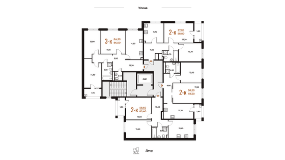 Продажа 2-комнатной квартиры 59,6 м², 2 этаж