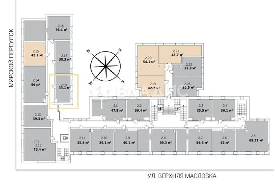 Продажа 1-комнатной квартиры 32,1 м², 2/8 этаж