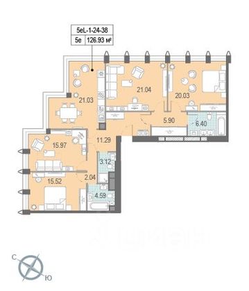 Продажа 4-комнатной квартиры 129,3 м², 38/40 этаж