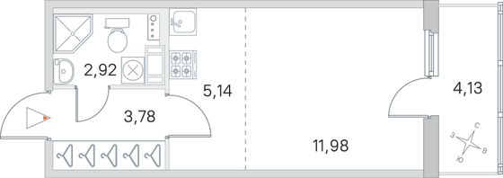 Продажа квартиры-студии 25,1 м², 3/4 этаж