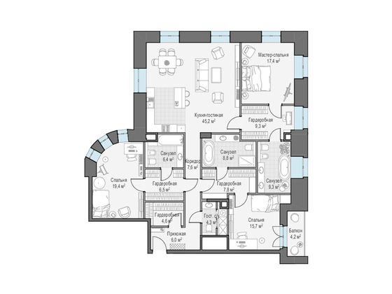 Продажа 3-комнатной квартиры 170,4 м², 3/6 этаж
