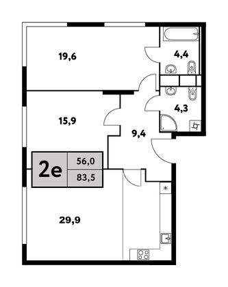 83,5 м², 3-комн. квартира, 31/35 этаж
