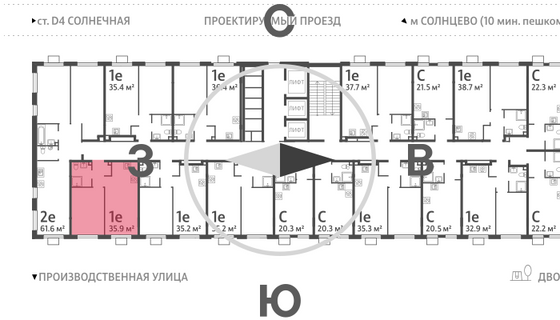 Продажа 1-комнатной квартиры 35,9 м², 16/24 этаж