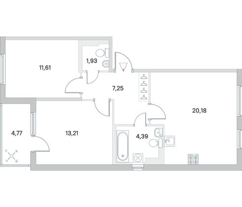 Продажа 2-комнатной квартиры 61 м², 2/4 этаж