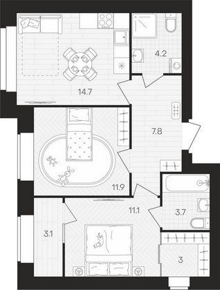 Продажа 2-комнатной квартиры 60,5 м², 9/10 этаж