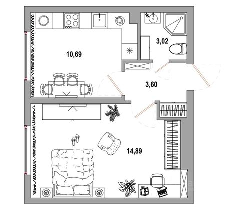 Продажа 1-комнатной квартиры 32,4 м², 4/4 этаж