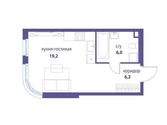 Продажа 1-комнатной квартиры 30,5 м², 5/20 этаж