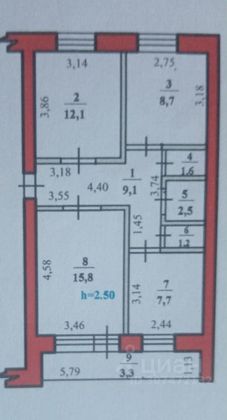 Продажа 3-комнатной квартиры 58 м², 4/5 этаж