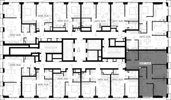 Продажа 3-комнатной квартиры 75,4 м², 47/48 этаж