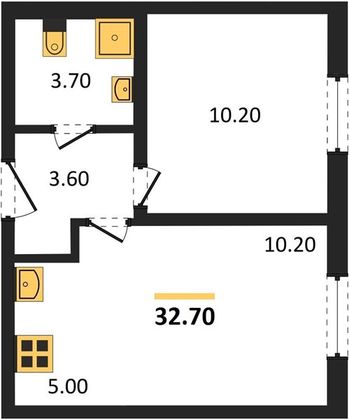 Продажа 1-комнатной квартиры 32,7 м², 1/5 этаж