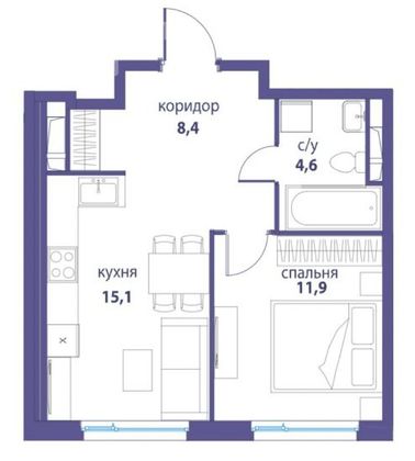 Продажа 1-комнатной квартиры 40 м², 21/24 этаж