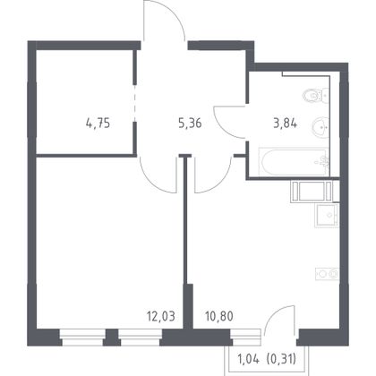 37,1 м², 1-комн. квартира, 9/11 этаж