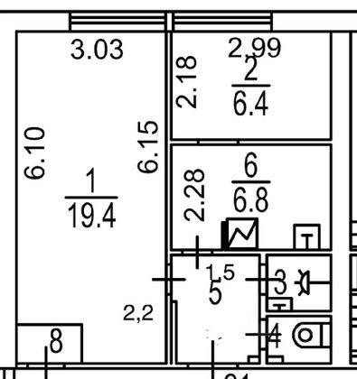 Продажа 2-комнатной квартиры 38,2 м², 3/12 этаж