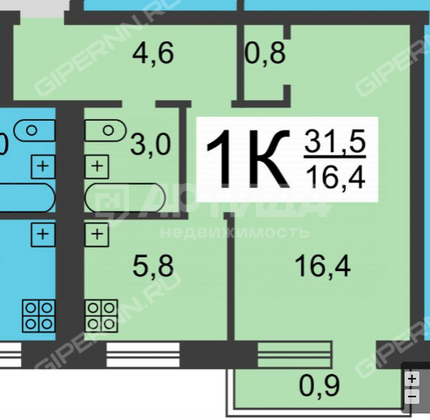 Продажа 1-комнатной квартиры 31 м², 5/5 этаж