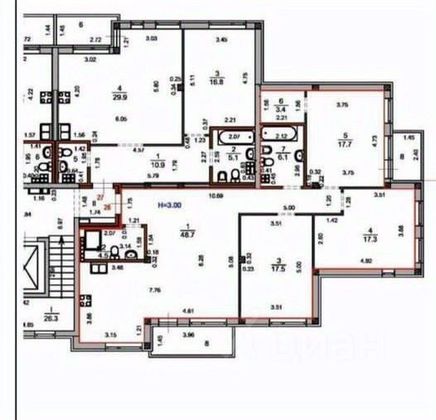 Продажа 3-комнатной квартиры 115,2 м², 3/4 этаж