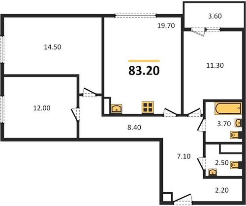 Продажа 3-комнатной квартиры 83,2 м², 12/30 этаж