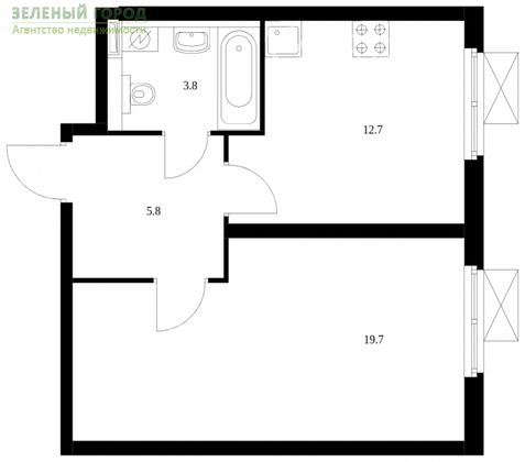 Продажа 1-комнатной квартиры 42,2 м², 8/33 этаж