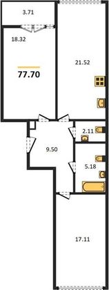 Продажа 2-комнатной квартиры 77,7 м², 10/24 этаж