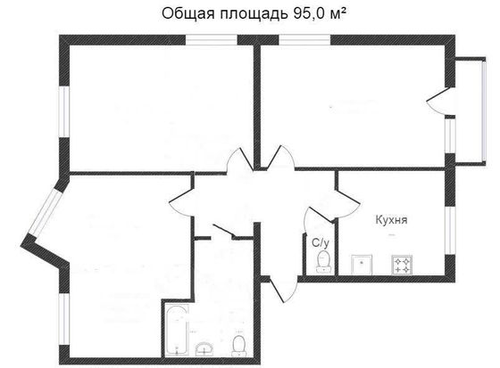 Продажа 3-комнатной квартиры 93,2 м², 5/5 этаж
