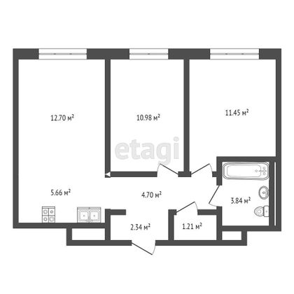 Продажа 3-комнатной квартиры 52,9 м², 6/17 этаж