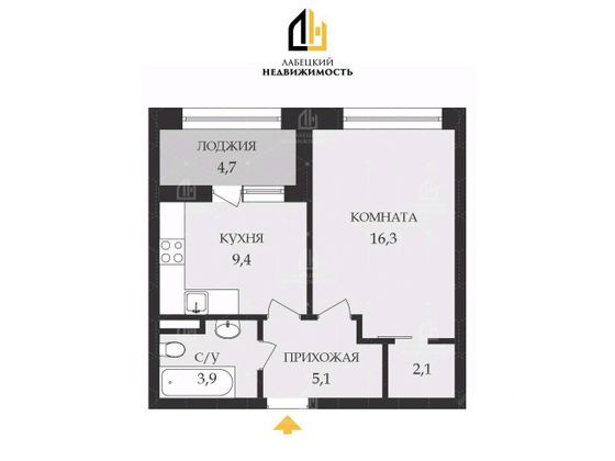Продажа 1-комнатной квартиры 36,8 м², 5/10 этаж