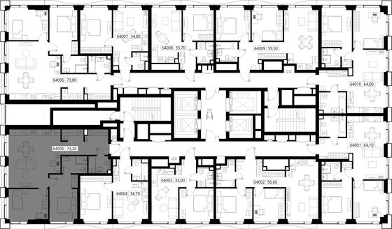 Продажа 2-комнатной квартиры 73,2 м², 40/48 этаж