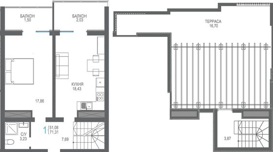 Продажа 1-комнатной квартиры 71,3 м², 16/16 этаж