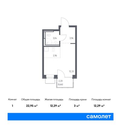 23 м², студия, 6/12 этаж